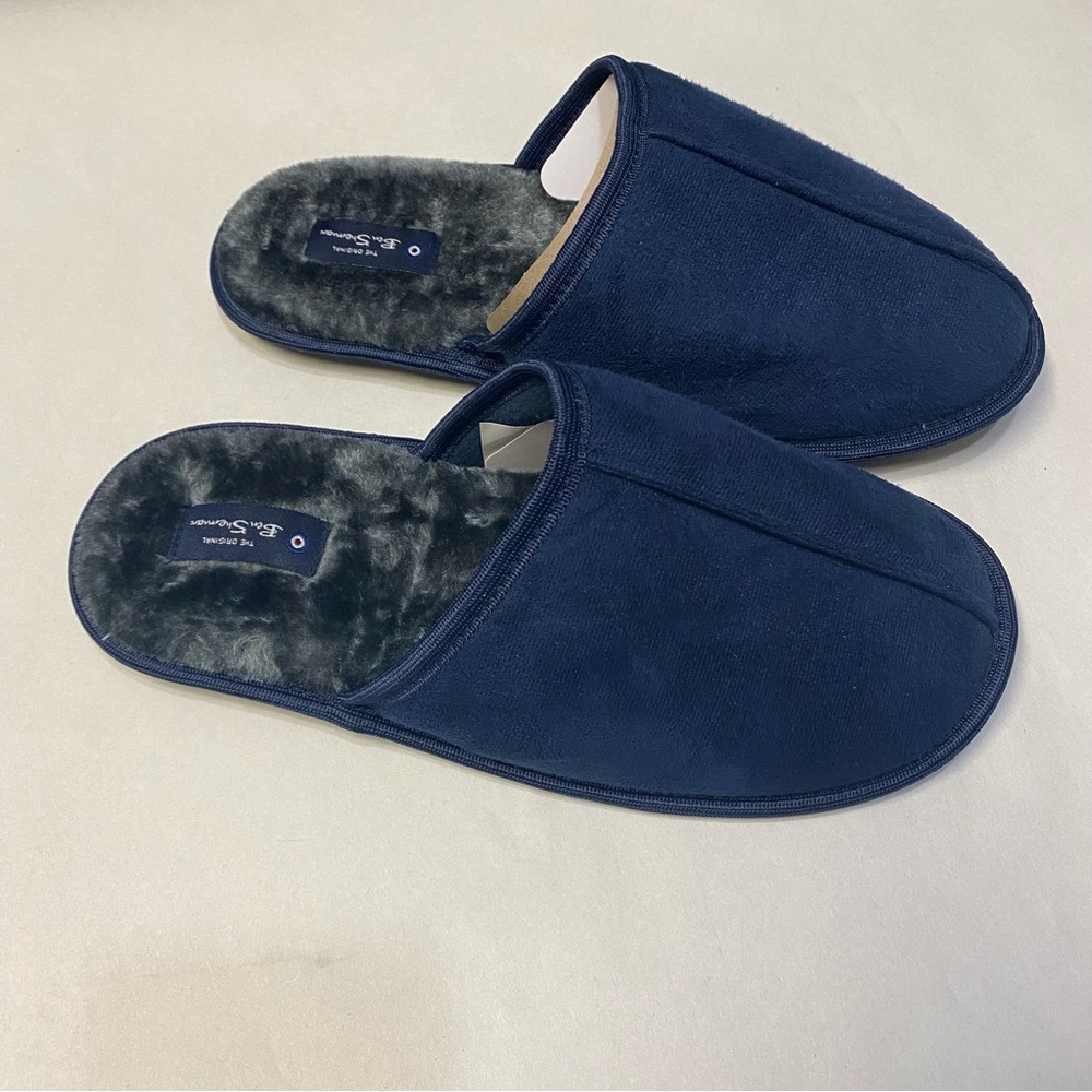 Ben Sherman Men’s Slippers Size US 10 Furry Comfy Navy Blue NWOT